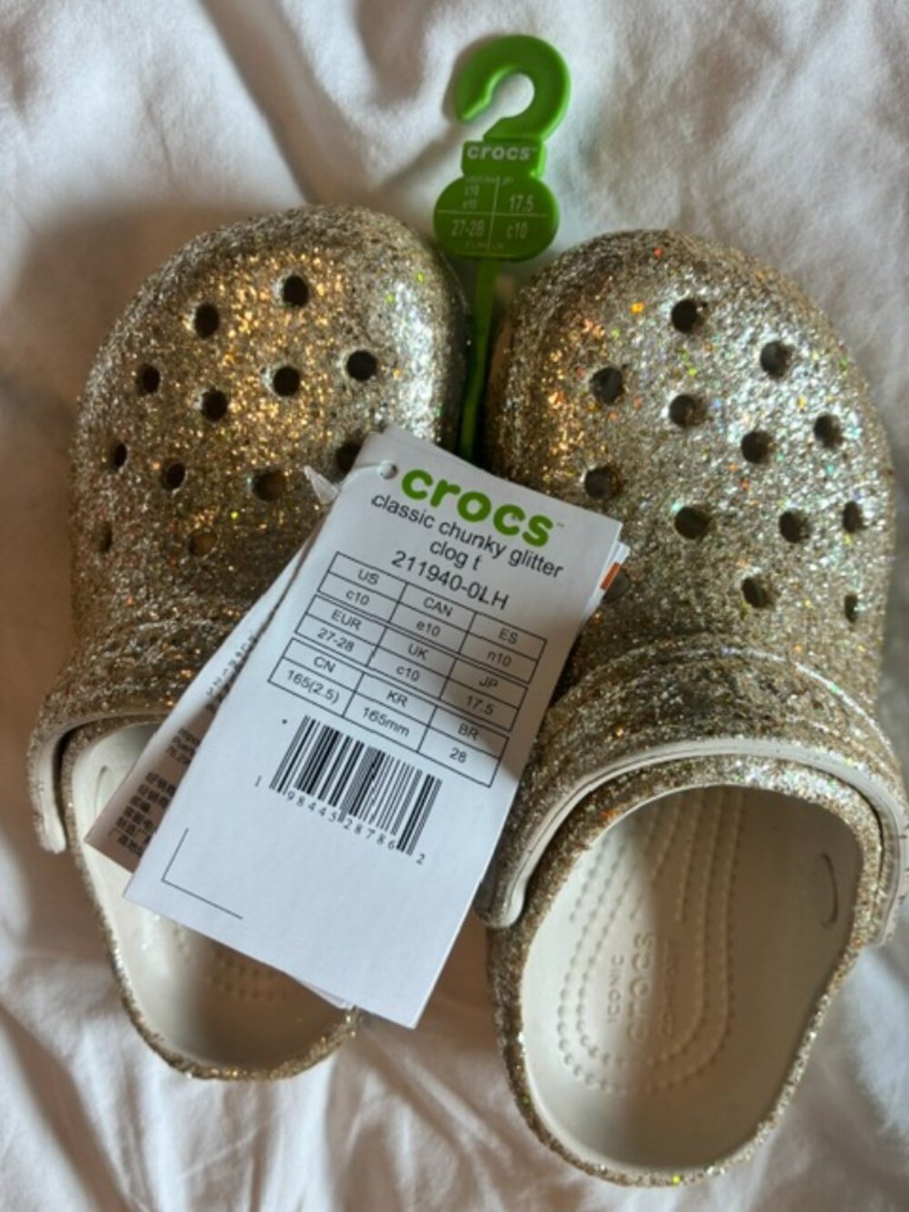 Toddler 10 Crocs: Gold Glitter